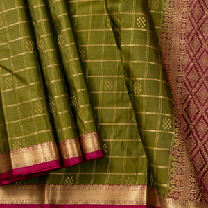 Green And Magenta Kanchipuram Soft Silk Saree For Festive Wear PV RSP 190