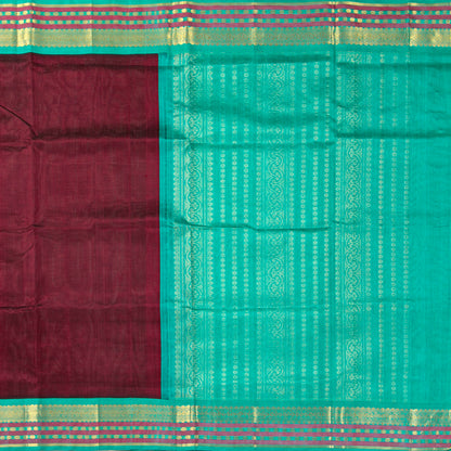 Maroon And Sea Green Kanchi Silk Cotton Saree For Festive Wear VP SC 209