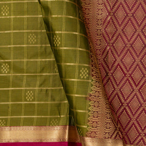 Green And Magenta Kanchipuram Soft Silk Saree For Festive Wear PV RSP 190