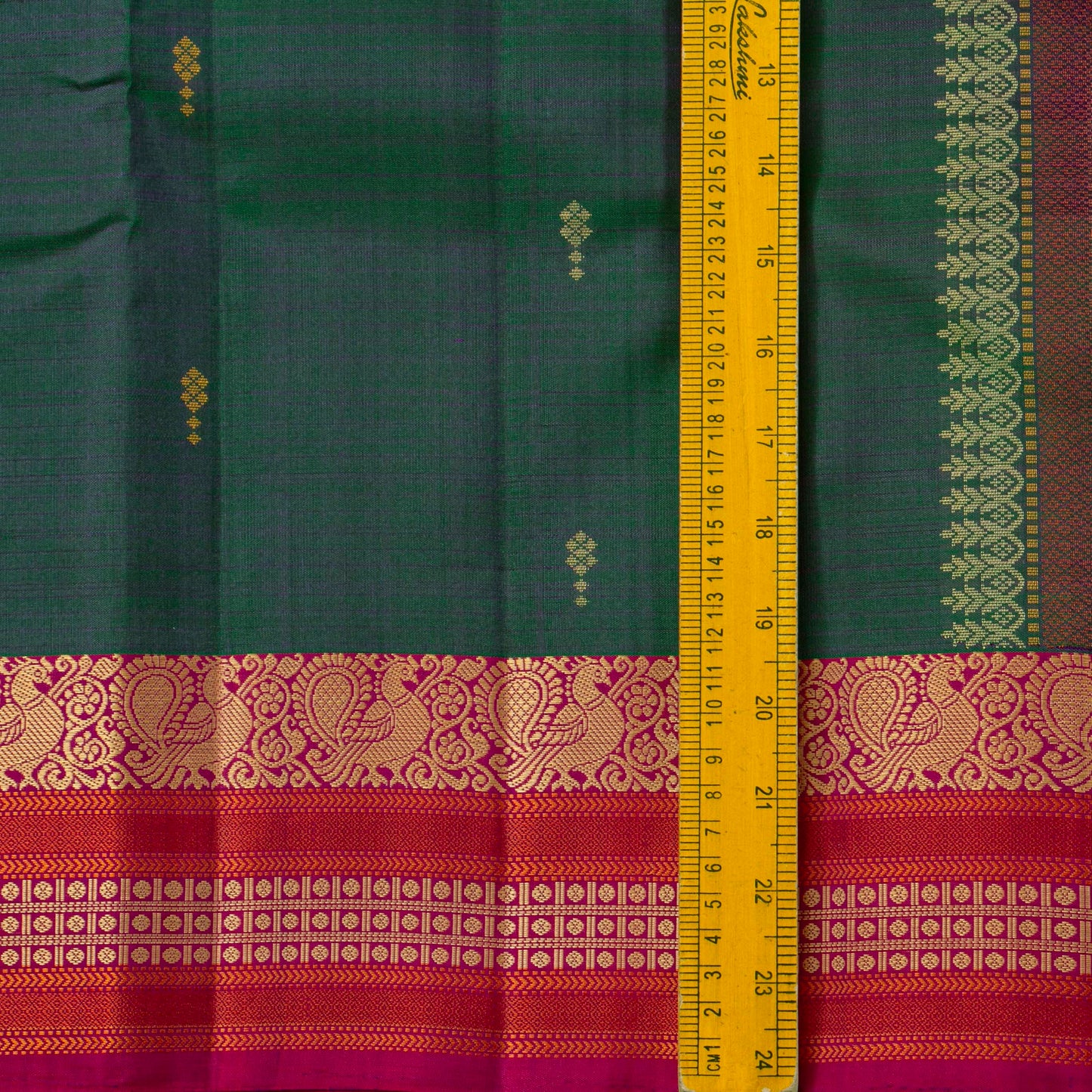 Green And Pink Kanchipuram Silk Saree No Zari For Festive Wear PV RSP 150