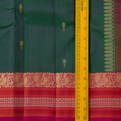 Green And Pink Kanchipuram Silk Saree No Zari For Festive Wear PV RSP 150