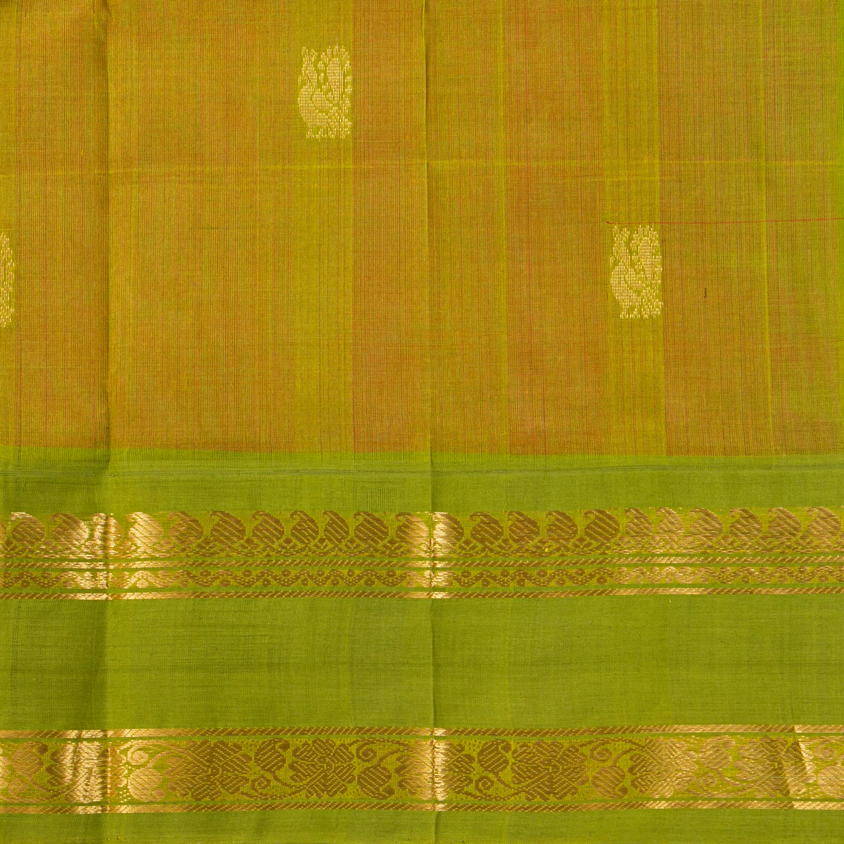 Pink And Green Kanchi Silk Cotton Saree For Festive Wear VP SC 195