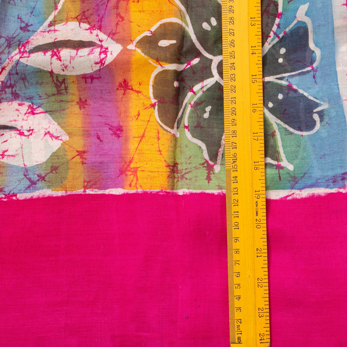 Multicolour Batik Silk Saree WIth Rani Pink Border For Office Wear PB 341