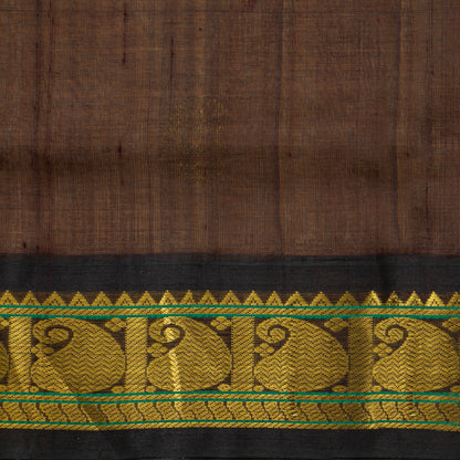 Beige And Brown Kanchi Silk Cotton Saree For Festive Wear VP SC 194