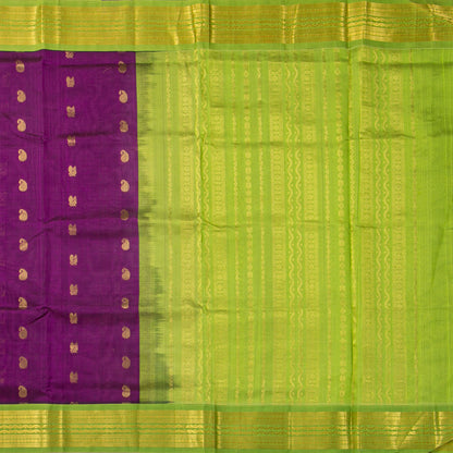 Magenta And Green Kanchi Silk Cotton Saree For Festive Wear VP SC 196