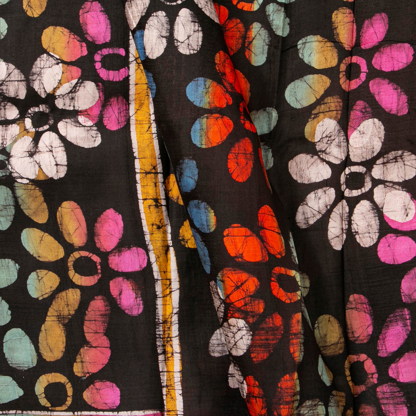 Fawn And Coffee Batik Silk Saree With Abstract Multicolour Floral Designs For Office Wear PB 340