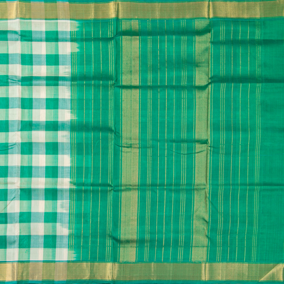 Multi Colour Checks Kanchi Silk Cotton Saree For Festive Wear VP SC 273