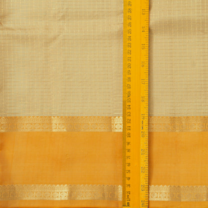 Beige And Yellow Kanchipuram Silk Saree WithZari CheckdsFor Festive Wear PV RSP 247