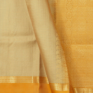 Beige And Yellow Kanchipuram Silk Saree WithZari CheckdsFor Festive Wear PV RSP 247
