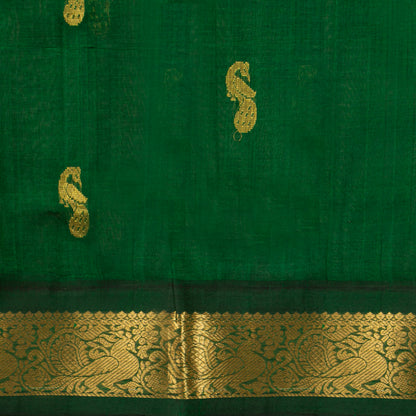 Pink And Green Kanchi Silk Cotton Saree For Festive Wear VP SC 197