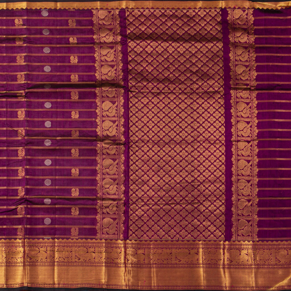 Wine Kanchi Silk Cotton Saree For Festive Wear VP SC 238