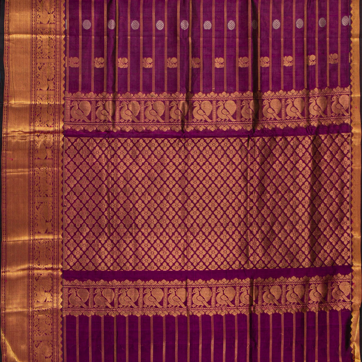 Wine Kanchi Silk Cotton Saree For Festive Wear VP SC 238