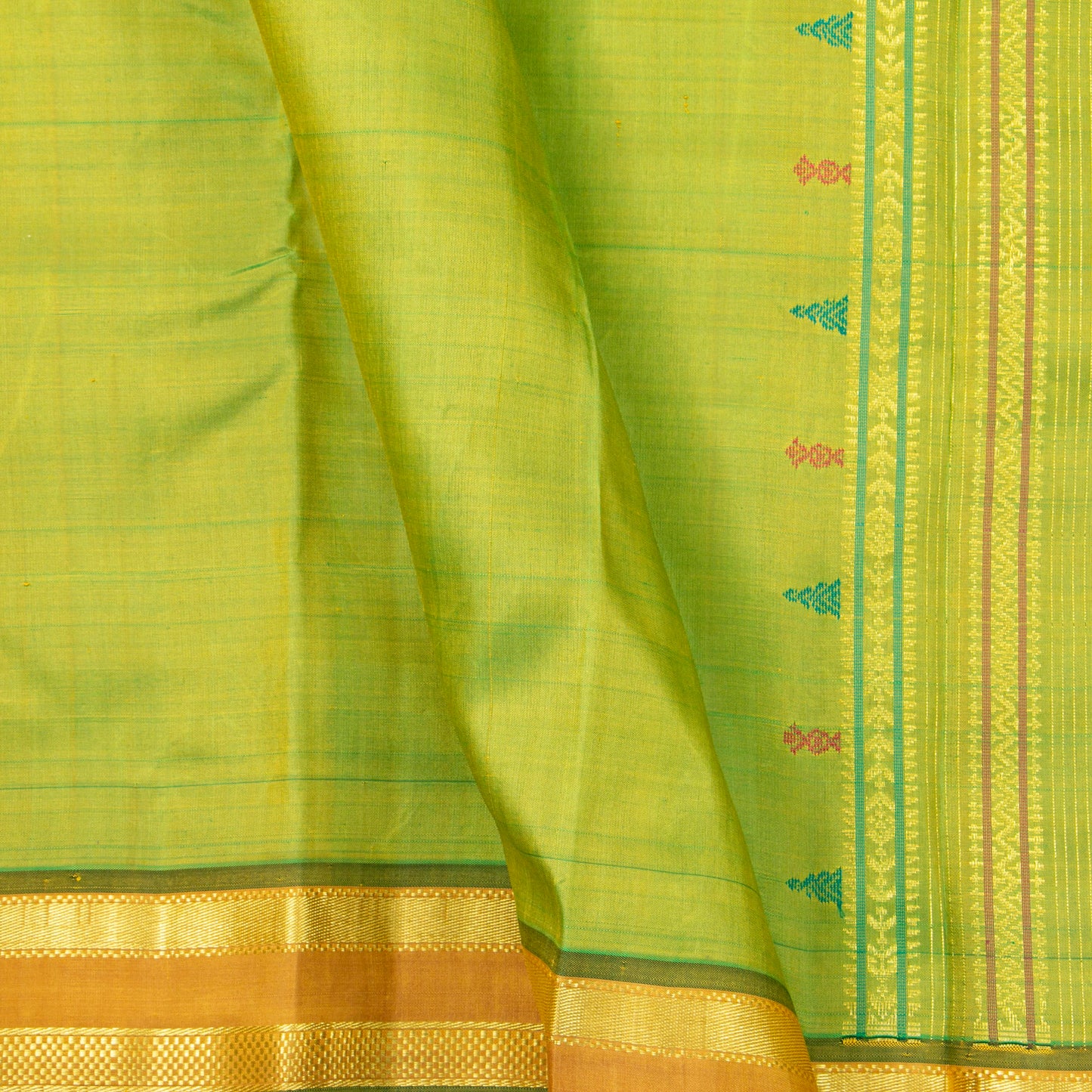 Light Green And Mustard Thirubuvanam Silk Saree For Festive Wear PV ABI 447