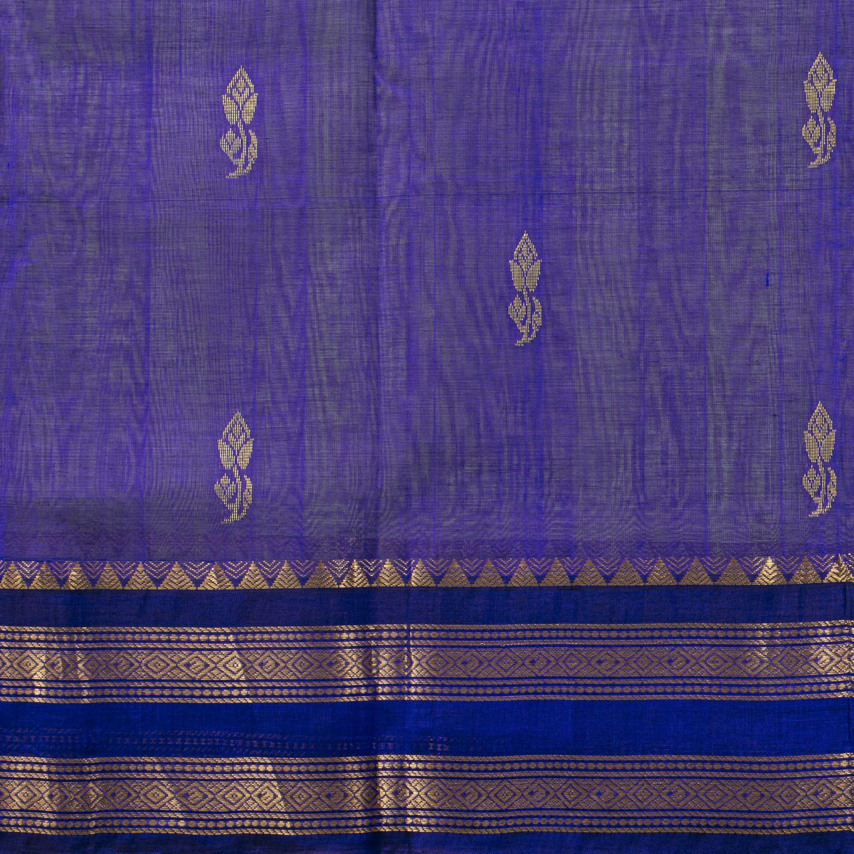 Lemon Yellow And Royal Blue Kanchi Silk Cotton Saree For Festive Wear VP SC 198