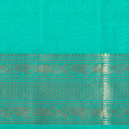 Brown And Turquoise Blue Kanchi Silk Cotton Saree For Festive Wear VP SC 241