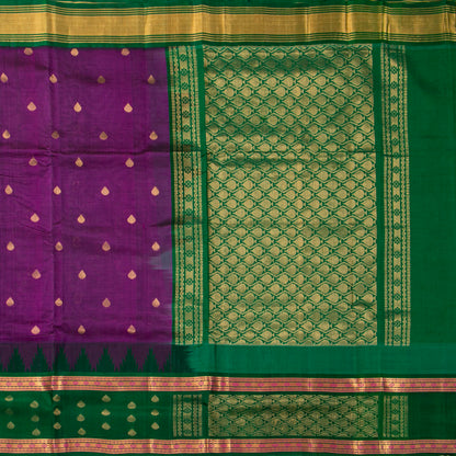 Magenta And Green Kanchi Silk Cotton Saree For Festive Wear VP SC 230