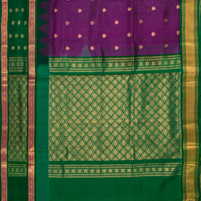 Magenta And Green Kanchi Silk Cotton Saree For Festive Wear VP SC 230