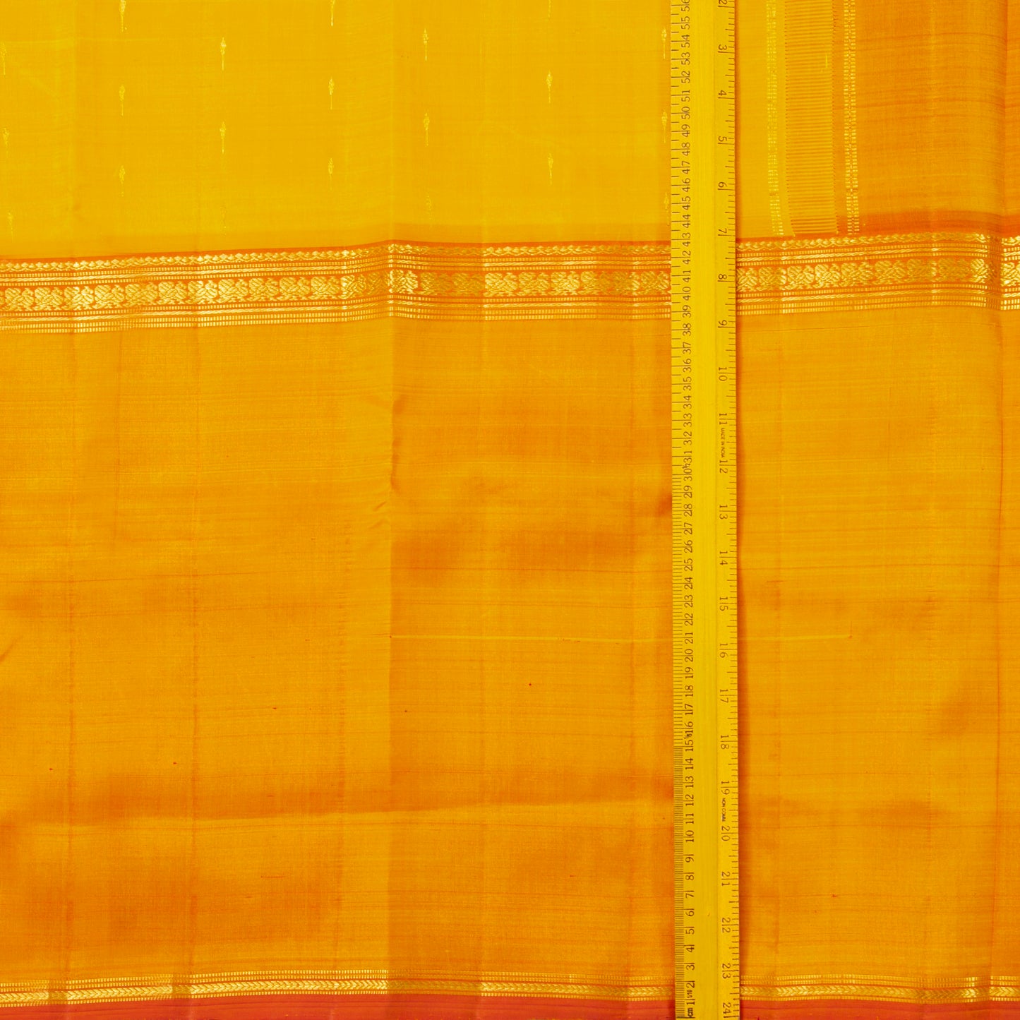 Green, Yellow And Turmeric Mubbagam Kanchipuram Silk Saree For Festive Wear PV ABI 445