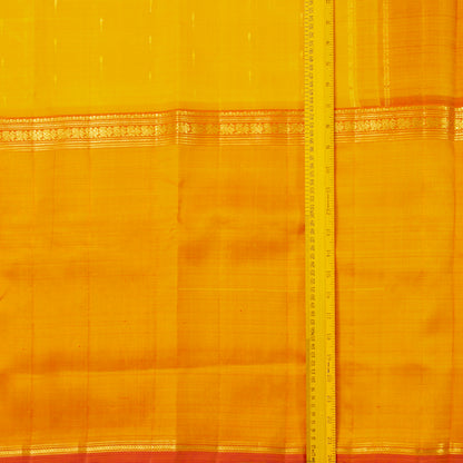 Green, Yellow And Turmeric Mubbagam Kanchipuram Silk Saree For Festive Wear PV ABI 445
