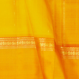 Green, Yellow And Turmeric Mubbagam Kanchipuram Silk Saree For Festive Wear PV ABI 445