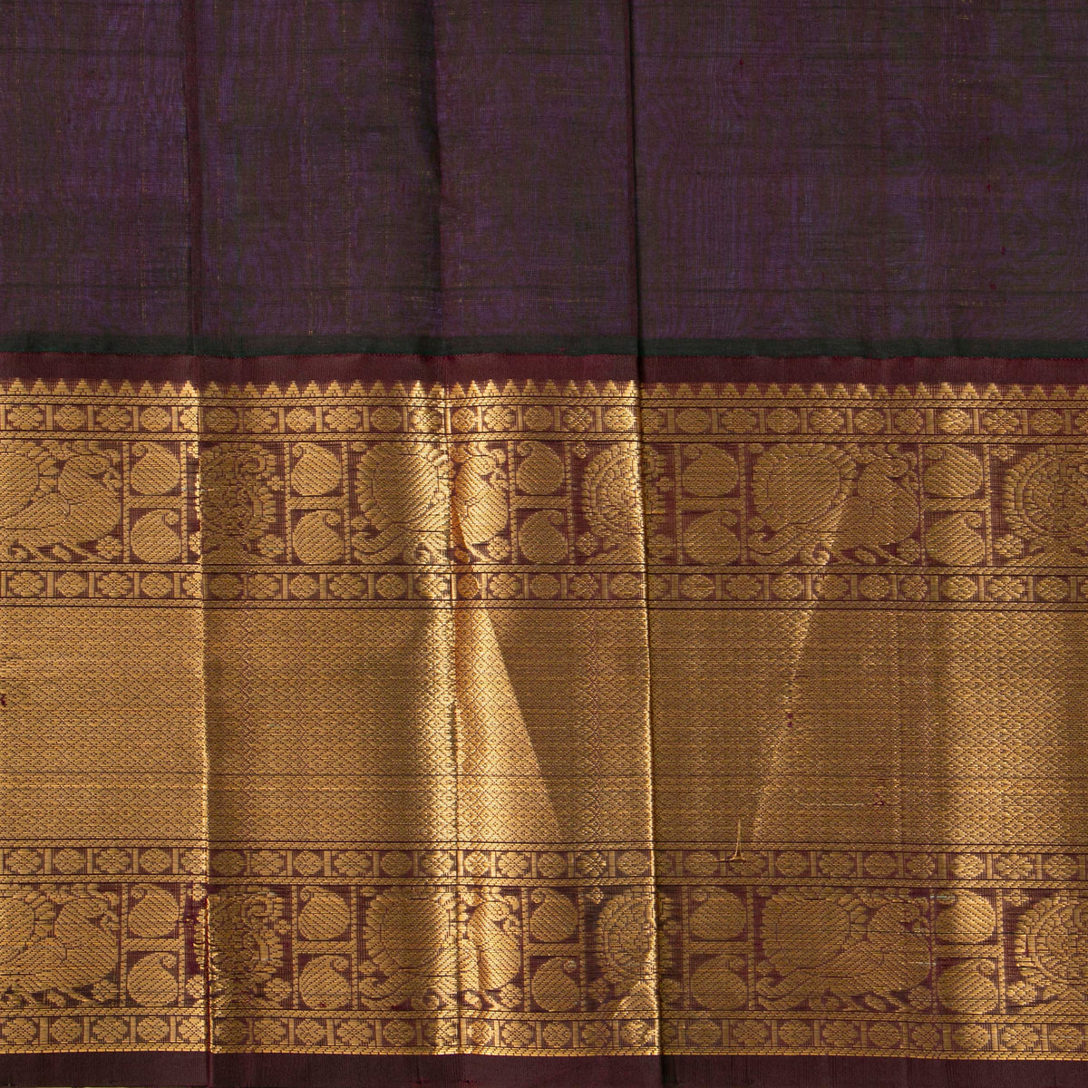 Blue And Brown Kanchi Silk Cotton Saree For Festive Wear VP SC 244