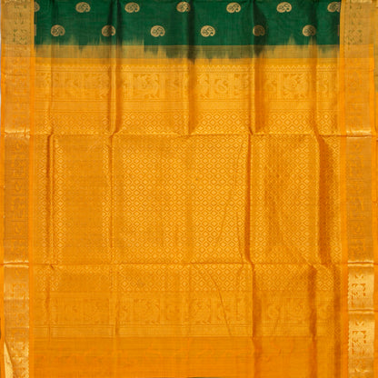 Green And Mustard Kanchi Silk Cotton Saree For Festive Wear VP SC 213