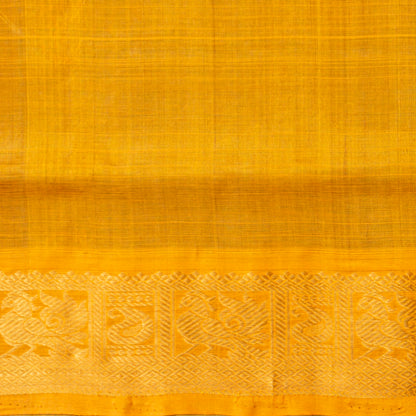 Green And Mustard Kanchi Silk Cotton Saree For Festive Wear VP SC 213
