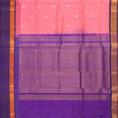 Pink And Purple Kanchi Silk Cotton Saree For Festive Wear VP SC 183
