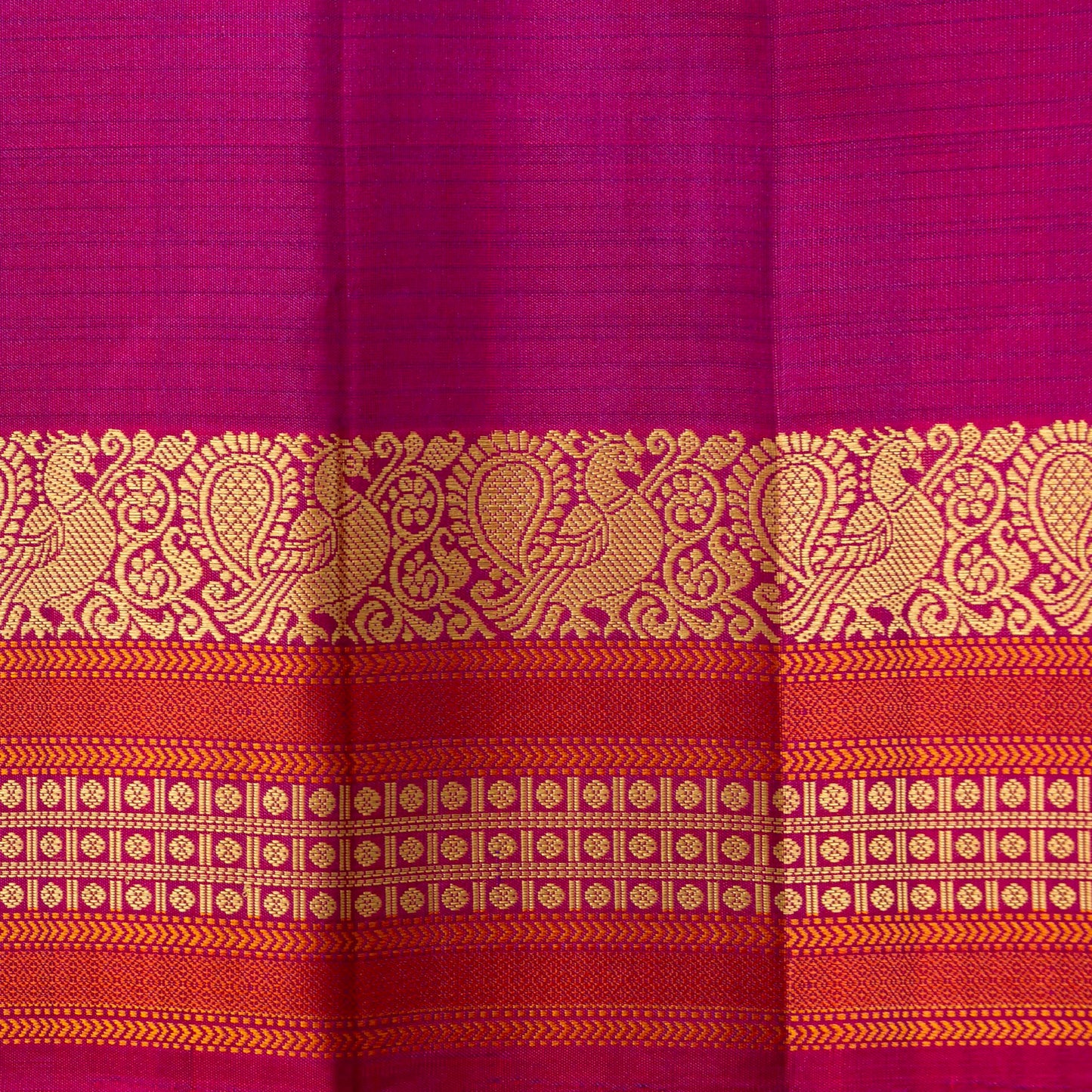Green And Pink Kanchipuram Silk Saree No Zari For Festive Wear PV RSP 150