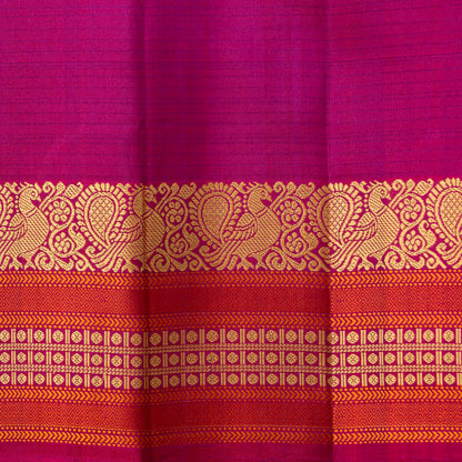 Green And Pink Kanchipuram Silk Saree No Zari For Festive Wear PV RSP 150