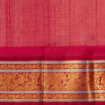 Off White And Maroon Kanchi Silk Cotton Saree For Festive Wear VP SC 202