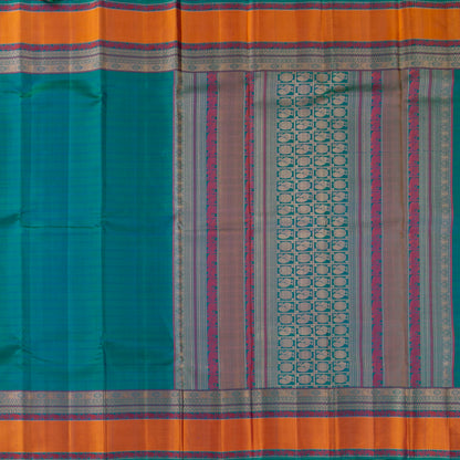 Mayilkazhuthu Blue Kanchipuram Silk Saree No Zari For Festive Wear PV RSP 226