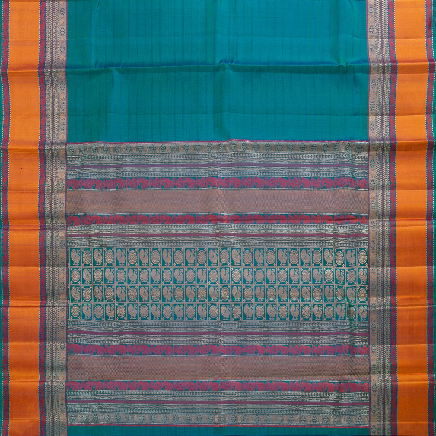 Mayilkazhuthu Blue Kanchipuram Silk Saree No Zari For Festive Wear PV RSP 226