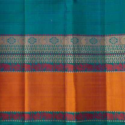 Mayilkazhuthu Blue Kanchipuram Silk Saree No Zari For Festive Wear PV RSP 226