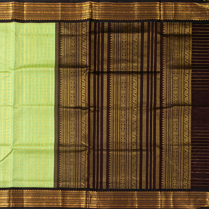 Green And Brown Kanchi Silk Cotton Saree For Festive Wear VP SC 235