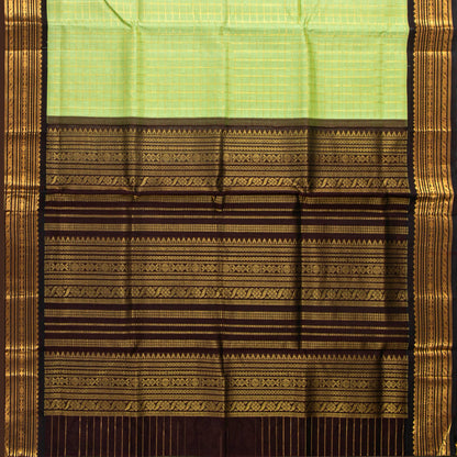 Green And Brown Kanchi Silk Cotton Saree For Festive Wear VP SC 235