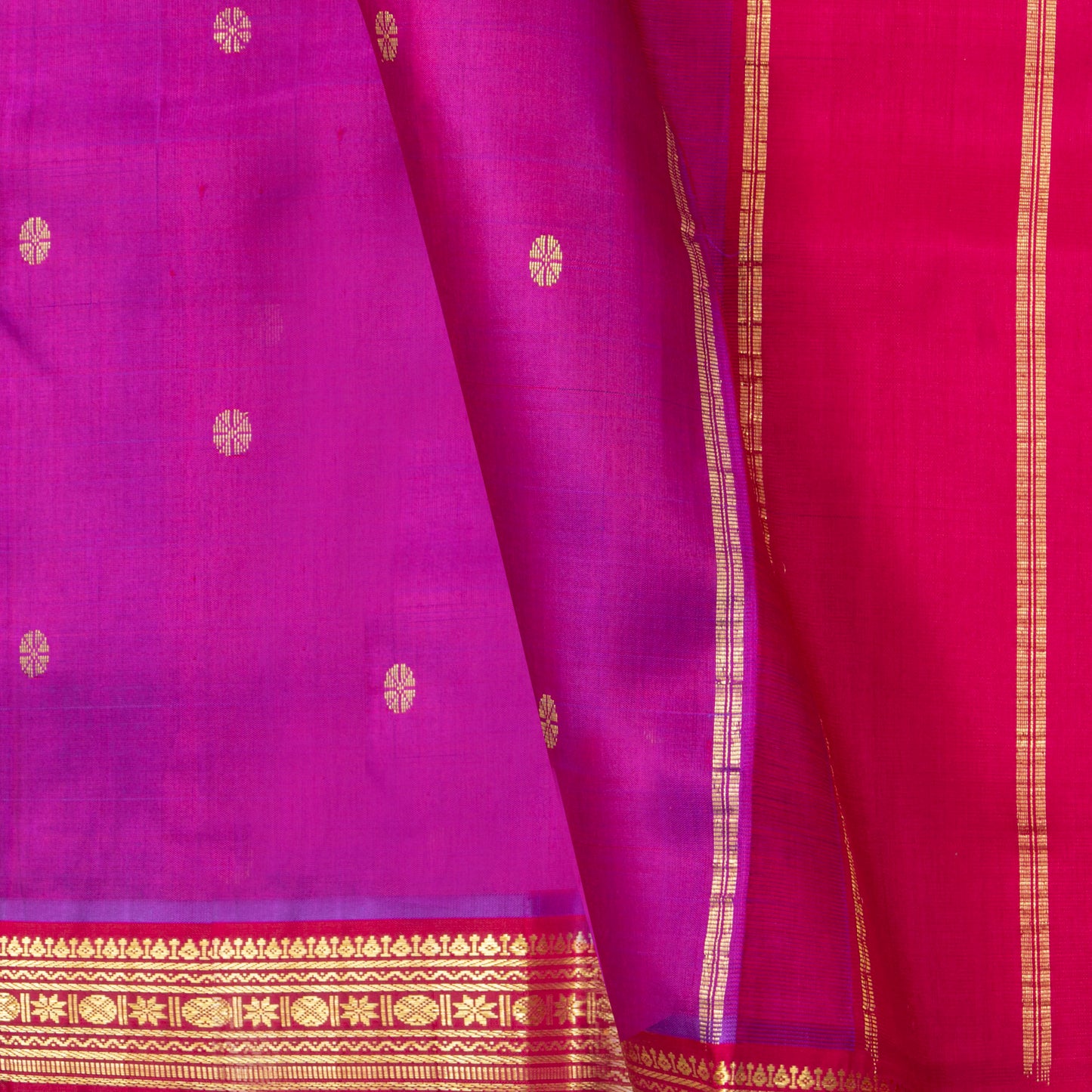 Purple And Red Thirubuvanam Silk Saree For Festive Wear PV ABI 439