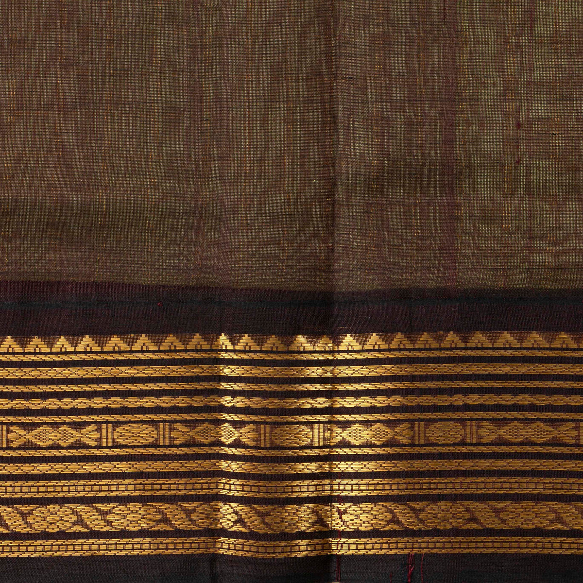 Green And Brown Kanchi Silk Cotton Saree For Festive Wear VP SC 235