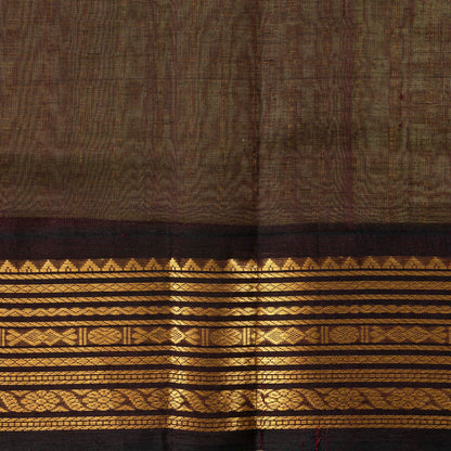 Green And Brown Kanchi Silk Cotton Saree For Festive Wear VP SC 235