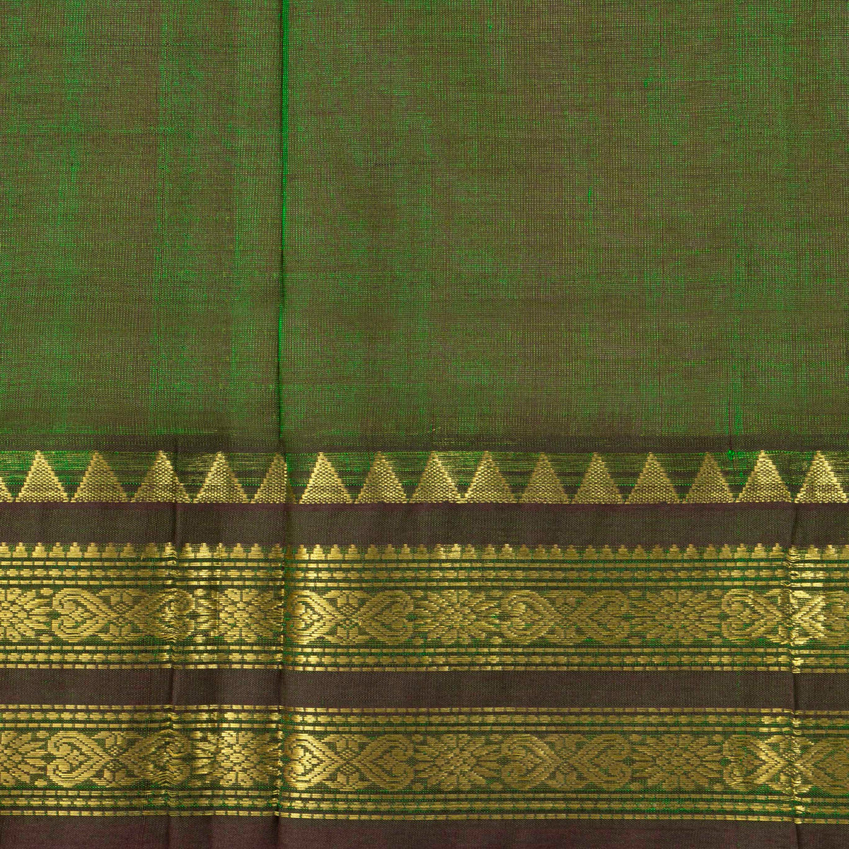 Pink And Green Kanchi Silk Cotton Saree For Festive Wear VP SC 234