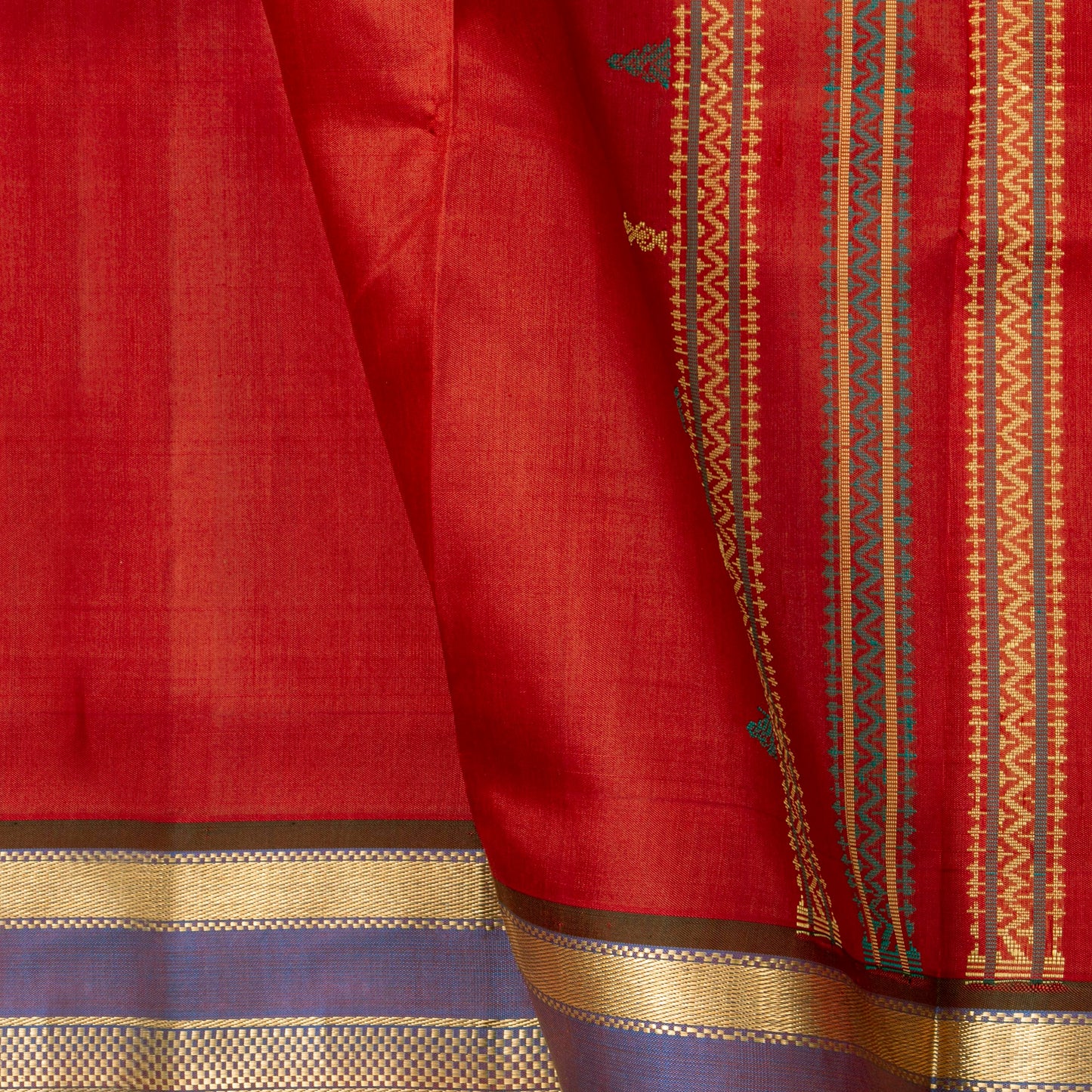 Red And Mauve Thirubuvanam Silk Saree For Festive Wear PV ABI 446