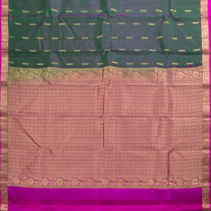 Green And Pink Kanchipuram Soft Silk Saree For Festive Wear PV RSP 217