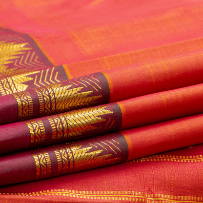 Orange Kanchipuram Silk Saree With Corner Ganda Berunda Motif For Festive Wear PV ABI 453