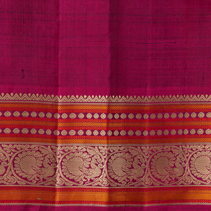 Black And Magenta Kanchipuram Silk Saree No Zari For Festive Wear PV RSP 157