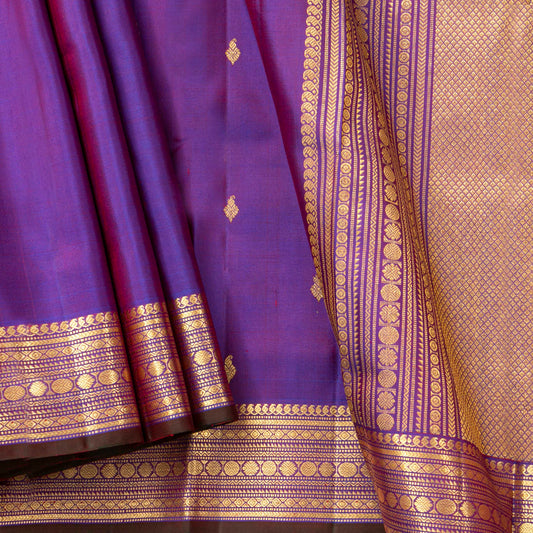 Purple Kanchipuram Silk Saree For Wedding Wear PV ABI 457