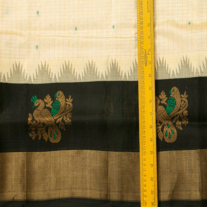 Off White And Black Kanchi Silk Cotton Saree For Festive Wear VP SC 296