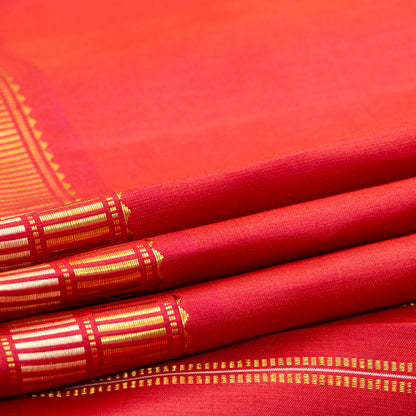 Red Kanchipuram Silk Saree With A Paisley Corner For Festive Wear PV ABI 452