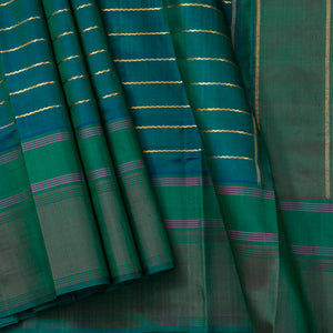 Green Dual Shade Kanchipuram Silk Saree With Veldhari Stripes For Festive Wear PV ABI 50981