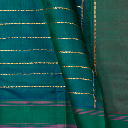 Green Dual Shade Kanchipuram Silk Saree With Veldhari Stripes For Festive Wear PV ABI 50981