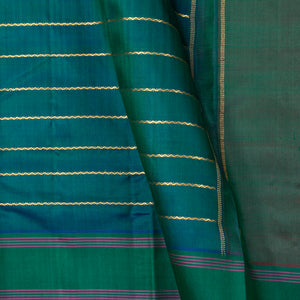 Green Dual Shade Kanchipuram Silk Saree With Veldhari Stripes For Festive Wear PV ABI 50981